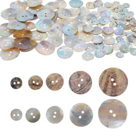 100pcs Shell Buttons for Clothes, Ymapinc Natural Shell Large Buttons, Replacement Button for Crafts, 2-Hole Sewing Button (10/12.5/15/20/25mm)