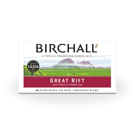 Birchall Great Rift Breakfast Blend Tea Bags, English Breakfast Tea Bursting with Full Flavour, Perfect Vegan Gifts, 40 Plant-Based Everyday Tea Bags
