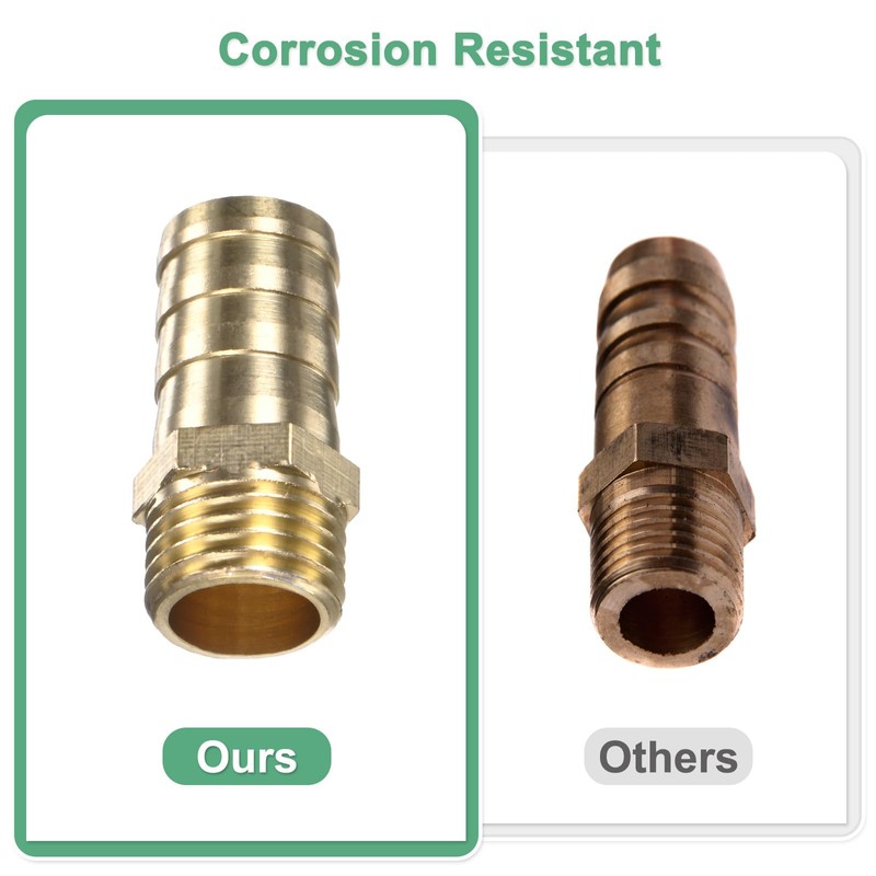 M METERXITY 6-Pack Brass Hose Barb Fittings, 12mm x G1/4
