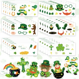Prewplam 30 Sets St. Patrick's Day DIY Crafts Kit for Kids - St Patricks Day Stickers with Shamrock Coin Hat Rainbow Gnome, St Patricks Day Gifts for Kids Boy Girls