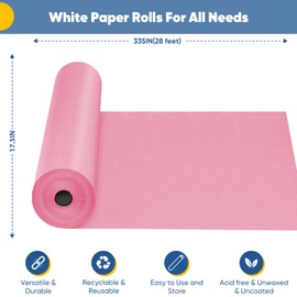 Pink Valentines Wrapping Paper, Construction Bulletin Board Paper 17.5"x335", Solid Color Art Craft Kraft Paper Roll, Mother's Day Birthday Bouquet Flower Gift Wrap for Women Teen Girls 110GSM 75LB