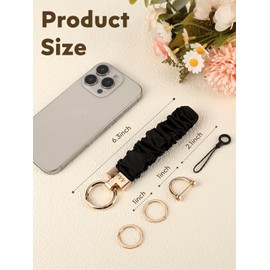 Scrunchie Keychain Wristlet for Women - Stretch Car Key Holder Bracelet, Cute Cow Print Key Chain Wristlet for Teacher, Gym, Shopping & Travel (Cow Print)