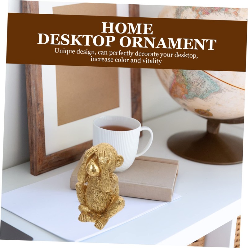 Kichvoe Resin Monkey Figurine Stylish Desktop Adornment Unique Home Decor