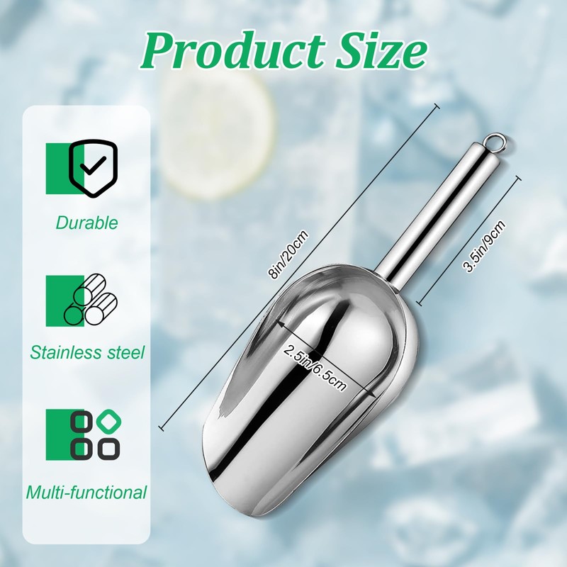 Stainless Steel Ice Scoop Heavy-Duty Scooper for Ice Makers &