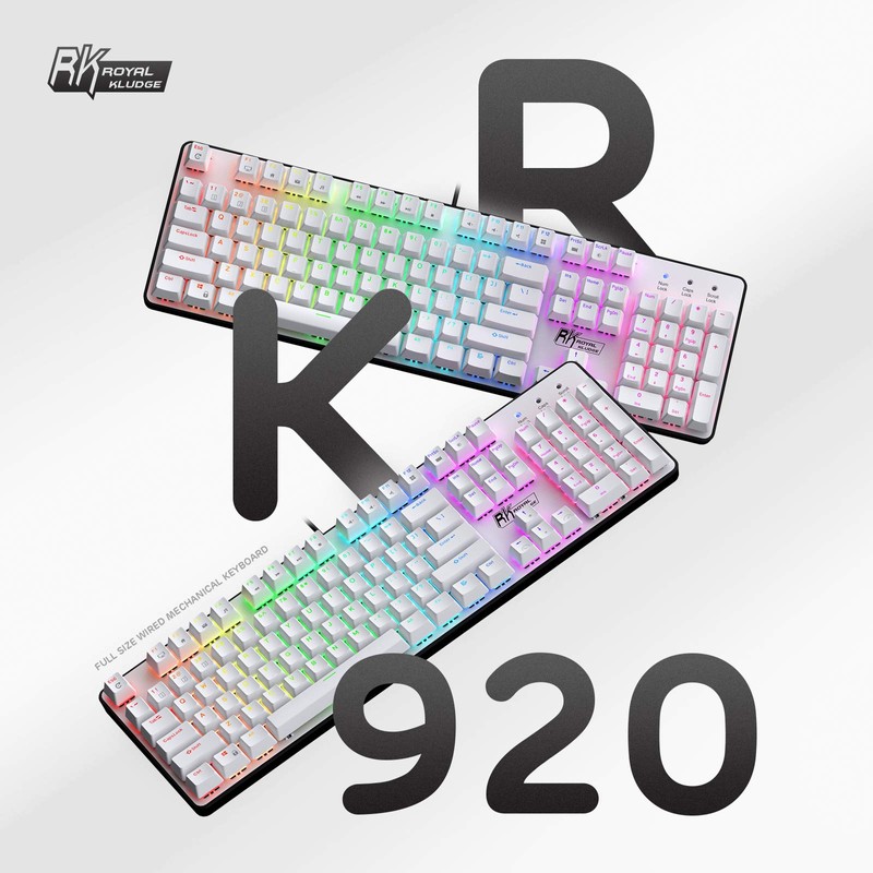 RK ROYAL KLUDGE RK920 Full Size Mechanical Keyboard, Rainbow Backlit