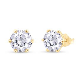 SAVEARTH DIAMONDS Moissanite Stud Earrings 2ct 925 Sterling Silver Gold Plated Ear Studs for Women, Metal, Moissanite