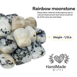 Rainbow Moonstone - 1/2lb Bulk Tumbled Crystals and Stones, Reiki Supplies, Polished Stones, Meditation Tools, Healing Stone, Feng Shui Decor, Gifts for Spiritual People, Tumbled Stones Bulk