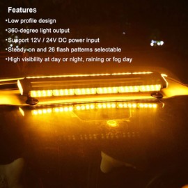 WOWTOU Roof Safety Flashing 56 LED Red White Emergency Light Bar for Volunteer Firefighter First Responder Vehicles Trucks POV, Strong Magnetic Strobe Beacon Lights