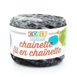 Lion Brand Yarn, Super Bulky Cover Story Chainette, Blanket Yarn for Knitting and Crochet, Black, 1 Pack