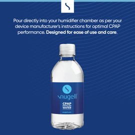 Snugell Distilled Water for CPAP Machines, Travel Size Bottles (12-Pack, 12 oz Each) – Up to 15 Days Supply – Clean, Multi-Use, Travel-Friendly, Made in USA