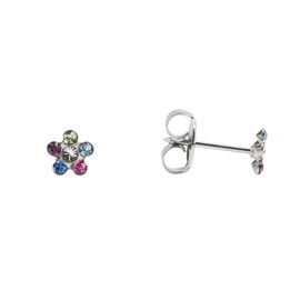 STUDEX Rainbow Daisy Stud Earrings | Hypoallergenic and Nickel Safe for Sensitive Ears | Surgical Stainless Steel Posts | Earrings for Adults-PR-6213W-S