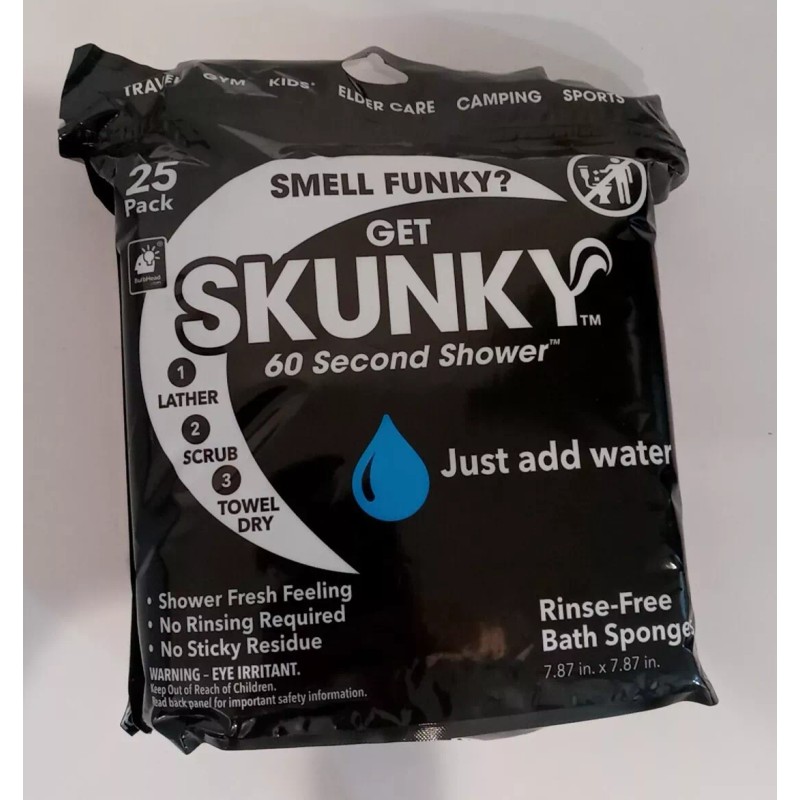 Skunky No Rinse Bathing Wipes, Cleans Without a Shower, Fast