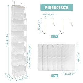 QZV Hanging Yarn Storage Organizer,Large Capacity Clear Door Hanging Yarn Storage with 6 Large Pockets,Save Space Yarn Holder with Over-Door Hooks for Knitting Needles Crochet Hooks