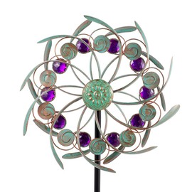 Viveta Outdoor Wind Spinners, 13" Metal Wind Sculpture with Stable Stake, Double-Sided Windmill,Wind Spinner for Yard and Garden