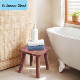 XIHESHIJ Wooden Step Stool Bed Steps for High Beds for Adults Kids Chair Portable with Handles Wipe with Wood Wax Oil Antiskid-Use in The Bathroom Kitchen Portable Bench Size: 9.3" (Rosewood Color)