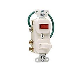 Legrand Pass & Seymour 695WG Combination Switch, One 15 Amp 120V Single Pole Toggle Switch and One Pilot Light, Grounding, White (1 Count)