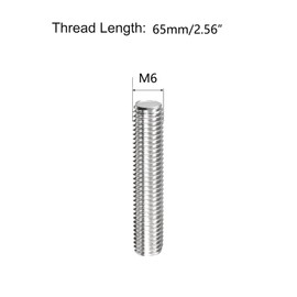 TA-VIGOR 10Pcs M6 x 65mm Fully Threaded Rod, 304 Stainless Steel Studding Rod Bar, Right Hand Threads Rods for Anchor Bolts, Clamps, Hangers and U-Bolts