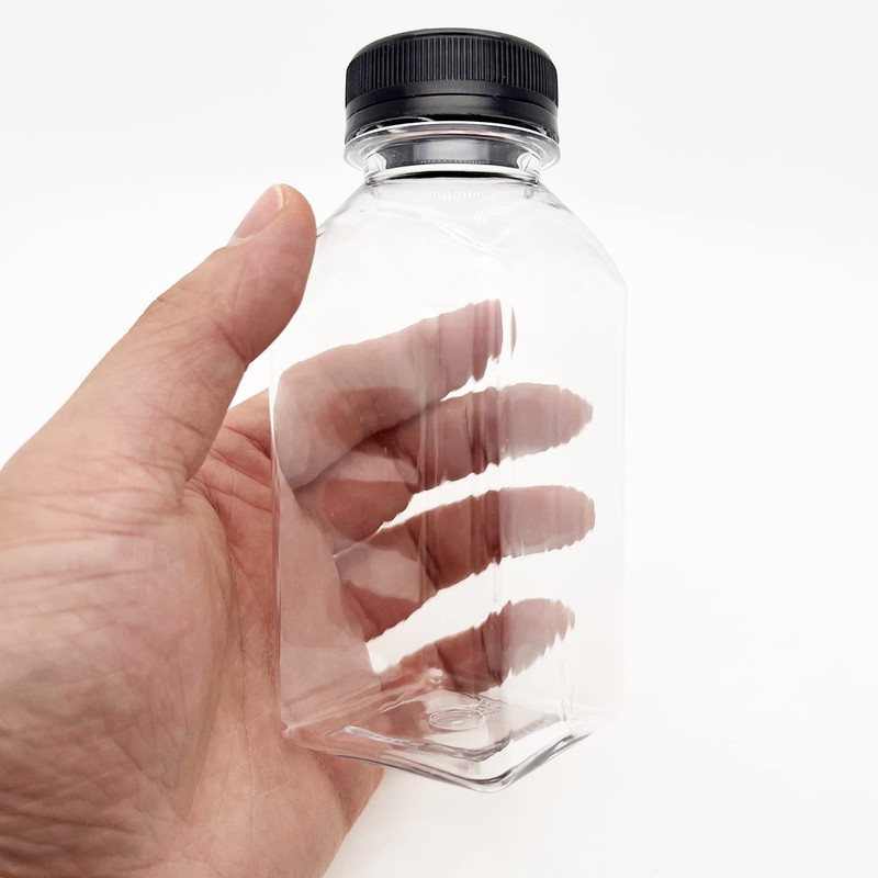 MYYZMY 8 Pcs 8 Ounce Plastic Juice Bottles, Reusable Bulk