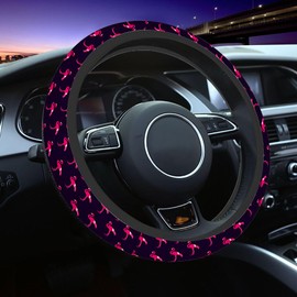 NOMEDOGYIm Flamingo Steering Wheel Cover Pink Steering Wheel Cover for Women Men Anti-Slip Breathable Steering Wheel Protector Car Accessories