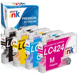 LC424 Multipack Cartridges Compatible with Brother LC-424 LC-424VAL Printer Cartridges for Brother DCP-J1200W DCP-J1200WE, 1 Black, 1 Cyan, 1 Magenta, 1 Yellow, 4 Pack