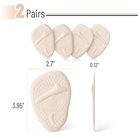 Dr. JK- Ball of Foot Cushions, 2 Pairs, Beige, Metatarsal Pads Women, Heel Pads for Shoes Women