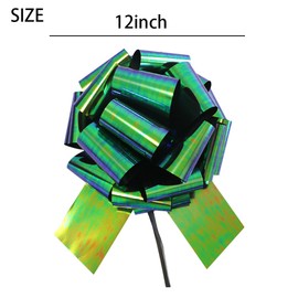 1Pcs 12Inch Giant Gift Bow Big Christmas Iridescent Metalic Bow Big Bow for Present - Perfect Large Gift Bow for Bikes,Appliances,Showers,Table Decorations & Events (Black Green)