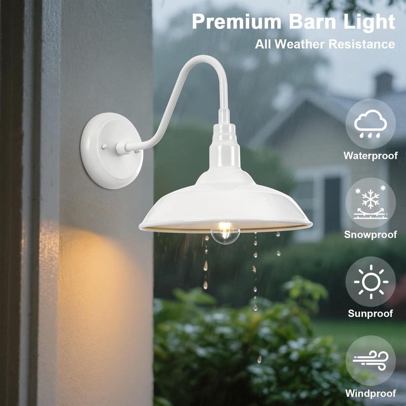 GOALPLUS Outdoor Gooseneck Barn Light Fixture with Wall Mount, 10''
