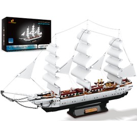 JMBricklayer Ship Building Toy - Building Sets for Adult 40104, White Swan Ship Attractive Showroom Decoration, Pirate Ship & Nautical Adventure Experience Construction Toys