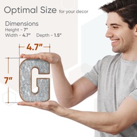 Galvanized Metal Letters for Wall Decor - 3D Letter G for Hanging or Freestanding - Unique Blend of Rustic, Vintage, Western, and Industrial Styles - Fits for Living Room, Lobby, Kitchen