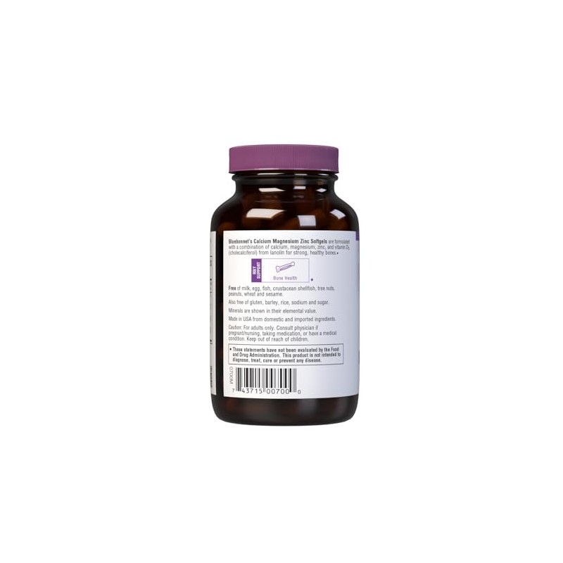 BlueBonnet Calcium Magnesium Zinc Softgels, 60 Count