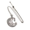 Half Phase Moon and Stars Pendant Necklace 17.5 Inches Chain