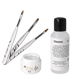 UV Gel 1-Phasengel klar 5ml inkl. 3 tlg. Pinselset und Cleaner 100ml