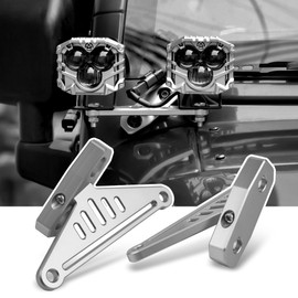 NKCELL POWER JK A-Pillar Windshield Hinge Mounting Dual Light Brackets for 2007-2017 Wrangler JK, CNC Aluminum Alloy Bracket for Truck LED Fog Light Ditch Work Driving Lights(2-PCS, Silver)