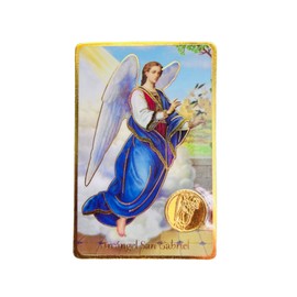 Archangel Saint Gabriel Prayer Card - Laminated Spiritual Guidance Card with Gold Foil Accents