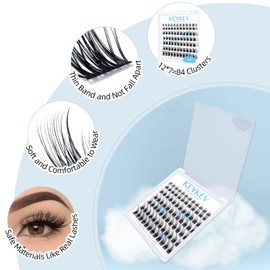 Lash Clusters 84 Pcs Cluster Lashes Eyelash Clusters DIY Cluster Eyelash Extensions Individual Lashes Thin Band & Soft (Fair,C-8-16mix)