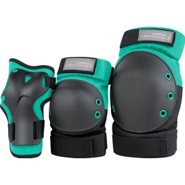 Dark Lightning Adult/Youth/Junior Knee Pads Elbow Pads Wrist Guards 3 in 1 Protective Gear, for Skateboard,Roller Skate,Inline,Cycling,MTB Bike,Scooter(Green,M)