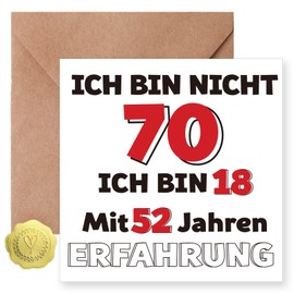 Sugeru® 50th Birthday Card with Envelope - Ich Bin 18 and 32 Years of Experience | Funny 50th Birthday Greeting Cards for Woman & Man | Personalise Special Birthday Card for 60th Birthday (70 Years)