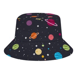 JopaJre Outer Space Trendy Chic Universe Planets Stars Bucket Hat for Women Men Sun Cap Fisherman Hat Packable Beach Caps Travel Outdoor