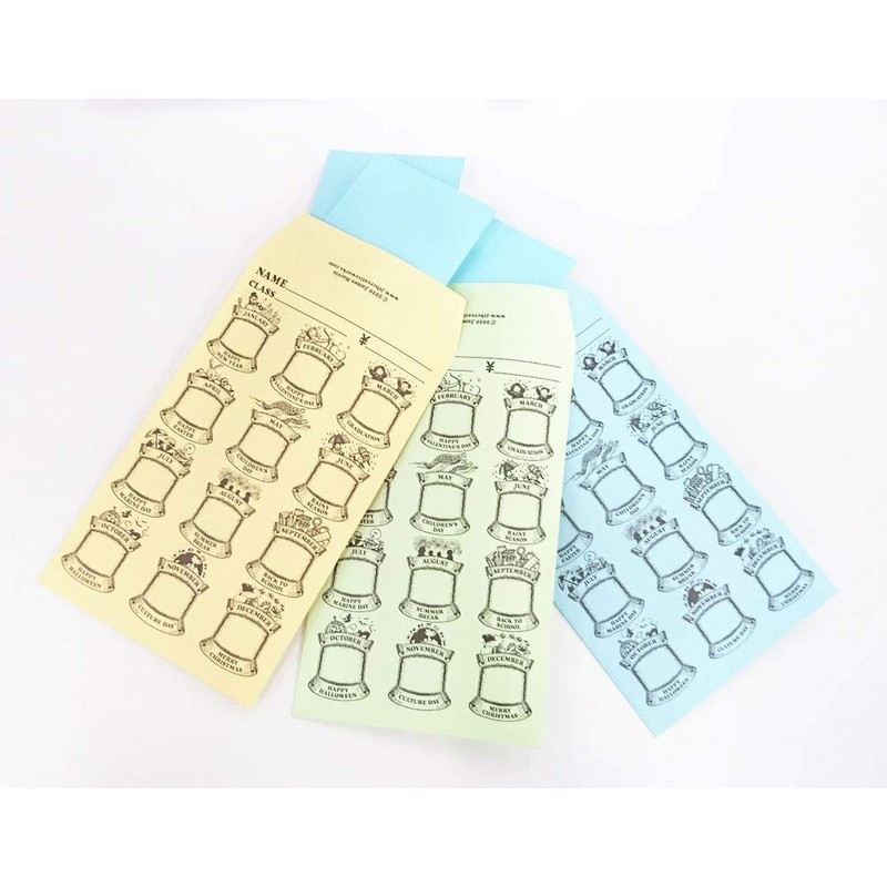 JTH Creative Works 英語月謝袋 3色セット(グリーン・ブルー・イエロー各5枚) 合計15枚 English Monthly Lesson Fee