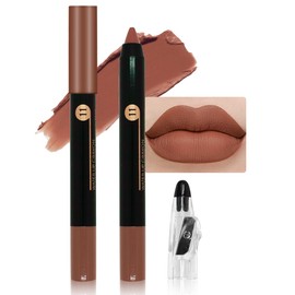 JUAAZIN Nude Brown Crayon Matte Lipstick Lip Liner Pencil, Moisture Smooth Lipstick Pencil, With pencil sharpener Sharpenable Lip Pencil, Ultimate Lip Crayon for Women Smudgeproof Waterproof 11#