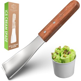 Oliver's Kitchen ® Ice Cream Scoop & Spade - Create 'Instagram-Worthy' Desserts at Home! Premium Quality Ice Cream Scooper with Stylish, Ergonomic Wooden Handle