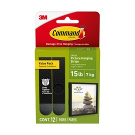 COMMAND 3M Tiras Adhesivas para Colgar Cuadros Grandes Negras 12 piezas