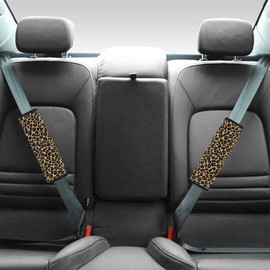 Wanyint Leopard Print Khaki 2 Pack Car Seat Belt Pads Trendy Comfort Shoulder Protection,Car Interior Accessories Universal Fit Most Cars Sedan