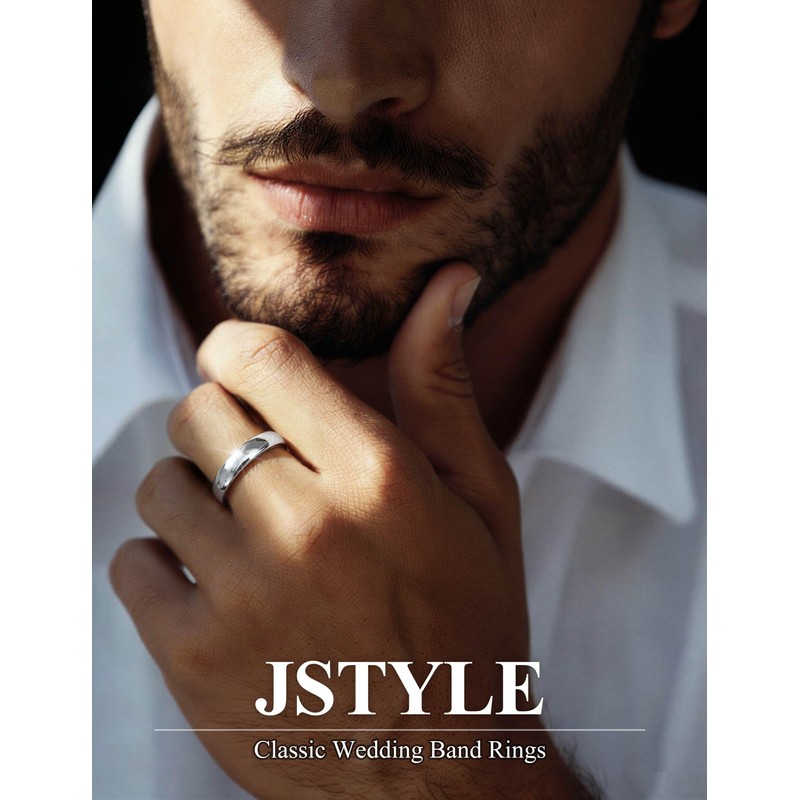 Jstyle 4mm Silver Titanium Wedding Band for Women Men, Comfort