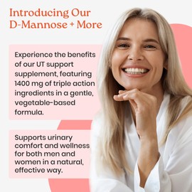 NewLife Naturals D-Mannose Capsules | w/Cranberry and Hibiscus Extracts | Natural Urinary Tract Health Supplement | 1400mg Pure Veggie Powder | 60 Veggie Capsules