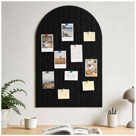Sawnfay Arched Felt Bulletin Board (Black), 35"x24" Large Wall Decor