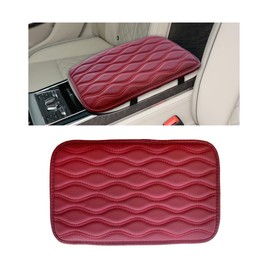 Wevdn Car Center Console Cushion Pad, 12.48×7.40 Inches Waterproof Car Armrest Seat Box Cover, Comfortable PU Leather Vehicle Armrest Cover Protector, Car Decor Interior Accessories (Wine Red)