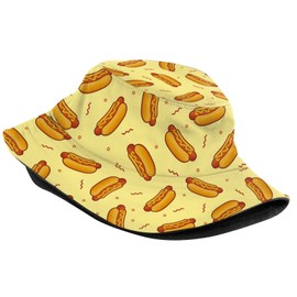 Funny Food 80s or 90s Hot Dog Bucket Hat Sun Uv Protection Foldable Fisherman Cap for Fishing Beach Outdoor