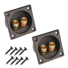 XYRSTOLR 2Pcs 2.2 Inch Square 2-Way Speaker Box Terminal Speaker Terminal Cup with Banana Plugs Binding Post Subwoofer Box Speaker Terminal