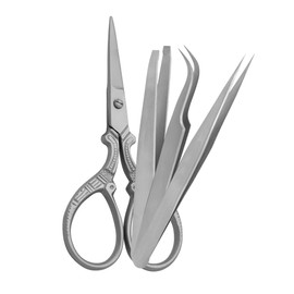 Tweezers Set 4 Piece Professional Stainless Steel Tweezers with Curved Scissors Best Precision Tweezer for Eyebrows Splinter & Ingrown Hair Removal